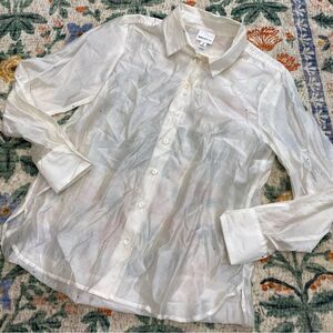 BAILEY 44 Semi Sheer Button Down Top With Rhinestone Accent Size Small
